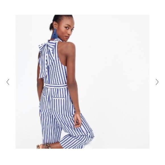 J.Crew size 00 blue white stripe halter wide leg Jump suit pantsuit romp… - Picture 13 of 14
